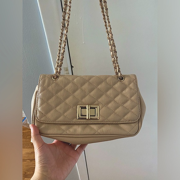 Aldo Double Gold Chain Strap Quilted Crossbody/Shoulder Bag - Picture 2 of 6